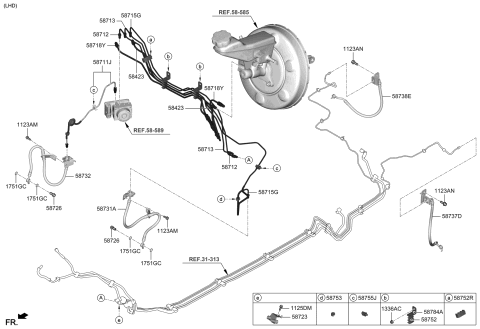 1994 Hyundai Scoupe Hose-Brake Front,RH Diagram for 58732-J3000
