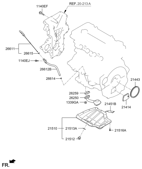 2021 Hyundai Veloster Belt Cover & Oil Pan Diagram 1