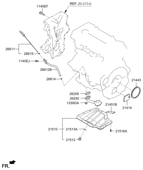 2020 Hyundai Veloster Belt Cover & Oil Pan Diagram 1