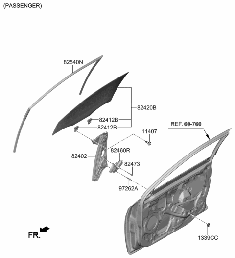 1994 Hyundai Scoupe Motor Assembly-Front Power Window,RH Diagram for 82460-J3000