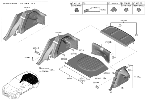 2019 Hyundai Veloster Trim Assembly-Rear Transverse Diagram for 85770-J3000-NNB