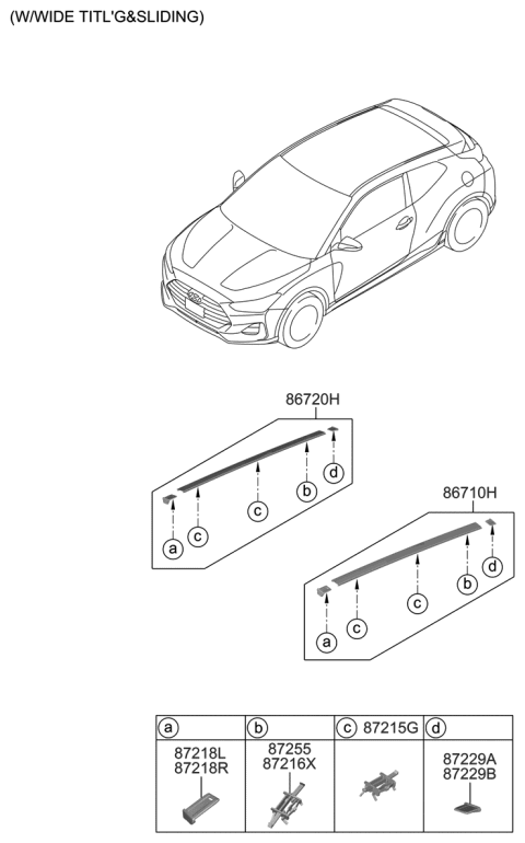 2019 Hyundai Veloster Roof Garnish & Rear Spoiler Diagram 2