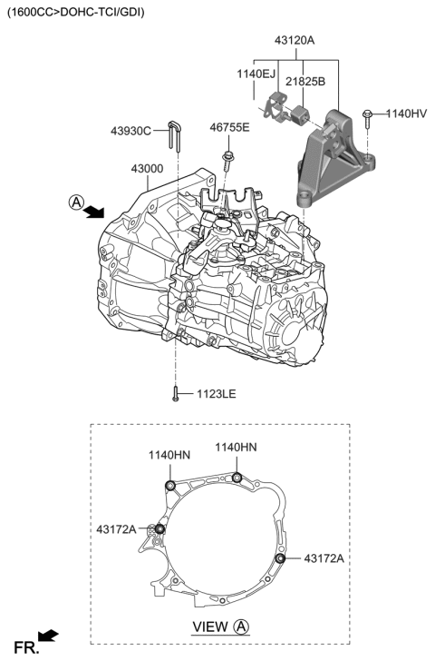 2021 Hyundai Veloster Transmission Assembly-Manual Diagram for 43000-3D690