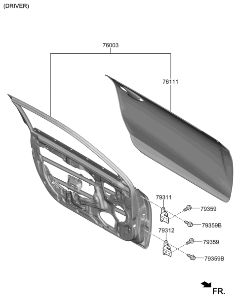 2021 Hyundai Veloster Front Door Panel Diagram 1