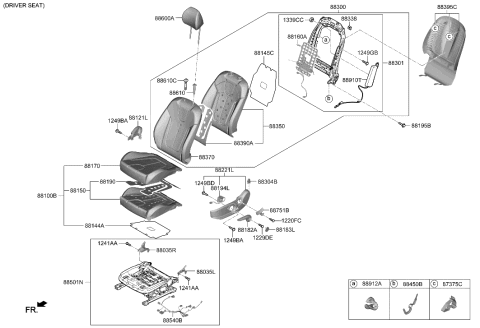 2019 Hyundai Veloster Map Board Assembly-FRT Seat Back,L Diagram for 88391-J3000-NNB