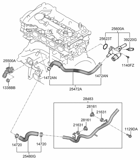 2021 Hyundai Veloster Coolant Pipe & Hose Diagram 2