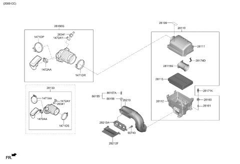 2021 Hyundai Veloster RETAINER-COWL Top Cover MTG Diagram for 86155-4M500