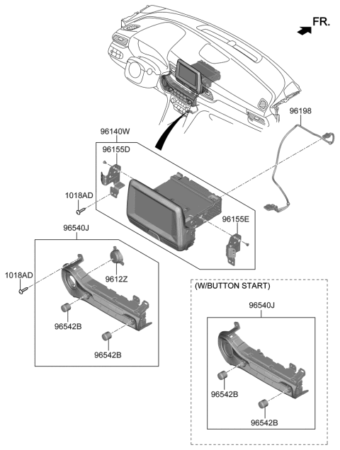 2020 Hyundai Veloster Keyboard Assembly Diagram for 96540-J3000-RWS