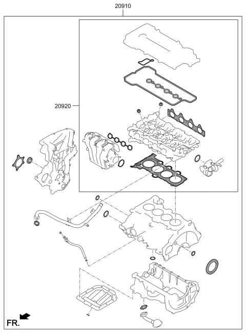 2019 Hyundai Veloster Engine Gasket Kit Diagram 1