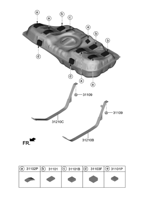 2021 Hyundai Veloster Band Assembly-Fuel Tank LH Diagram for 31210-J3000