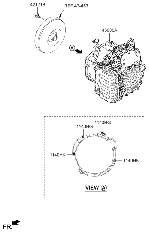 2019 Hyundai Veloster Ata & Torque Converter Assembly Diagram for 45000-2F531