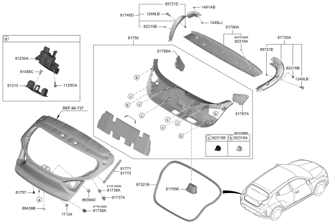 2019 Hyundai Ioniq Lifter Assembly-Tail Gate,LH Diagram for 81771-J3000
