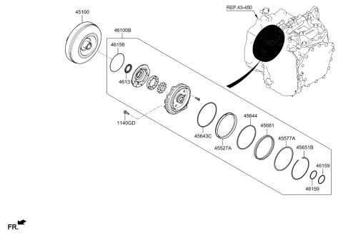 2019 Hyundai Veloster Set-Oil Pump Assembly Diagram for 46100-2F010