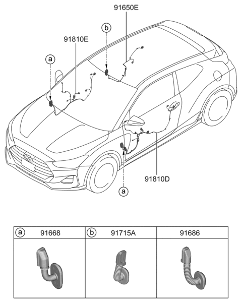 2019 Hyundai Veloster Wiring Assembly-FR Dr(Driver) Diagram for 91600-J3170