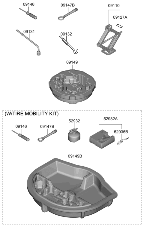 2020 Hyundai Veloster Case-Mobility Kit Diagram for 09149-J3900