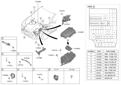 2021 Hyundai Veloster Pcb Block Assembly Diagram for 91959-J3010
