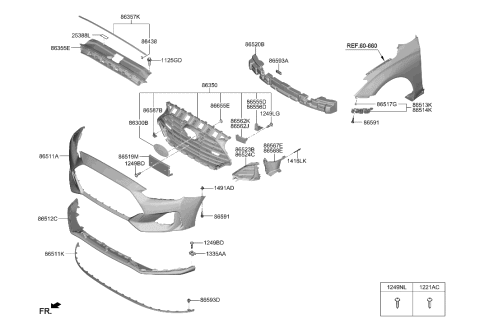 2021 Hyundai Veloster Front Bumper Diagram 1