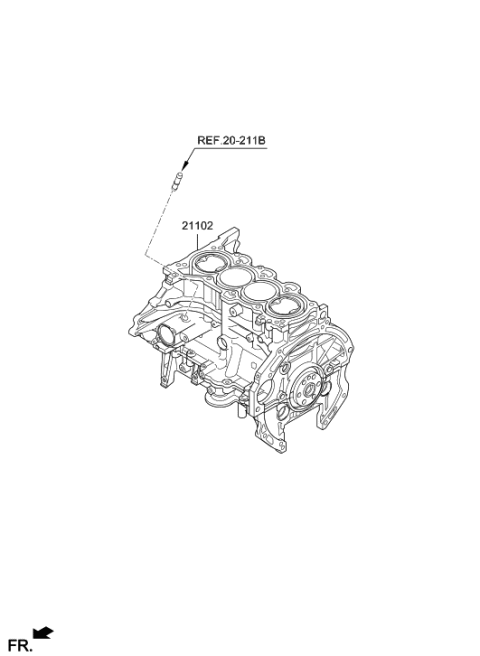2019 Hyundai Veloster Engine Assembly-Short Diagram for 268N2-2BU00