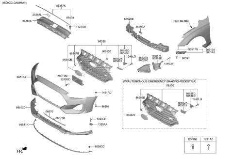 2021 Hyundai Veloster Front Grille Emblem Diagram for 86320-J3000