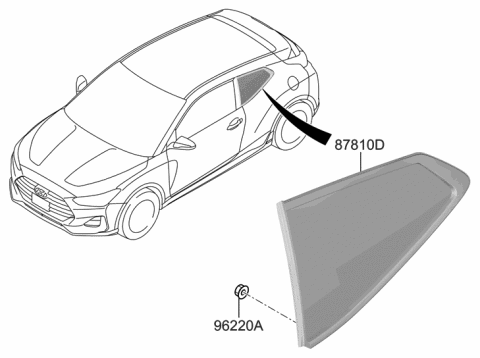 2020 Hyundai Veloster Quarter Window Diagram