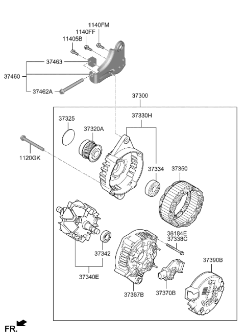 2021 Hyundai Veloster Regulator Assembly-Generator Diagram for 37370-04900