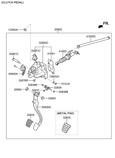 2019 Hyundai Veloster Pedal Assembly-Clutch Diagram for 32802-J3010