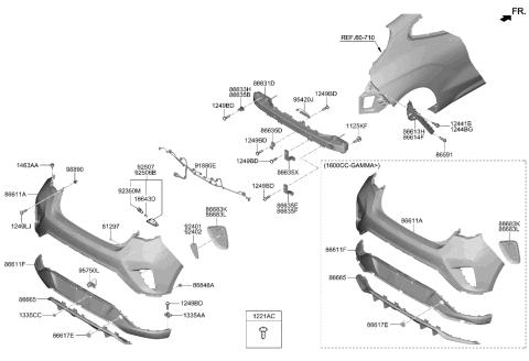 2021 Hyundai Veloster Rear Bumper Diagram