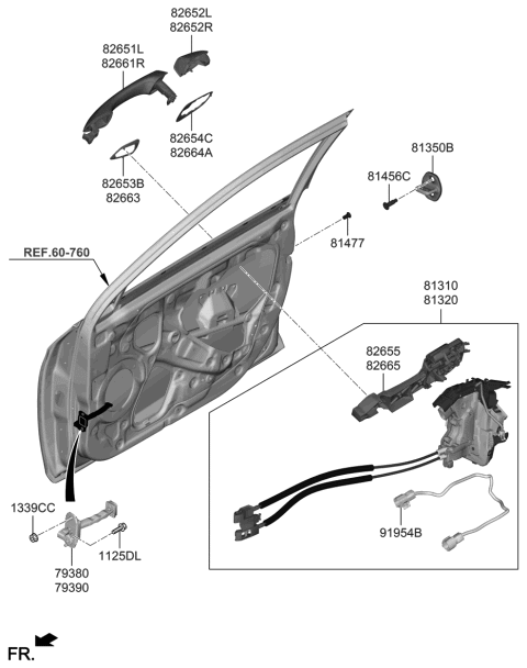 2020 Hyundai Veloster Cover-Front Door Outside Handle RH Diagram for 82662-J3100