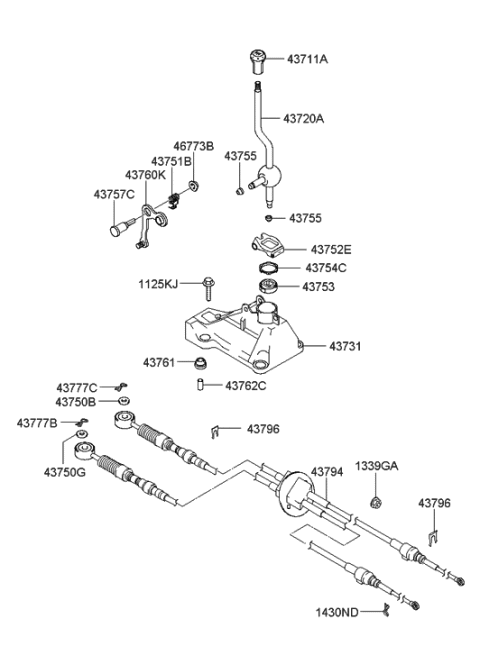 2006 Hyundai Elantra Old Body Style Shift Lever Control (MTM) Diagram