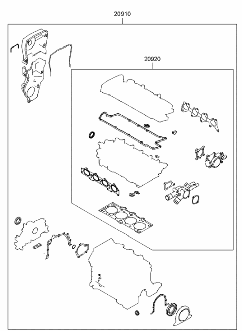 2004 Hyundai Elantra Gasket Kit-Engine Overhaul Diagram for 20910-23C20