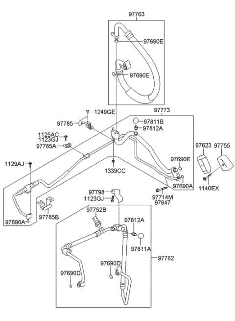 2004 Hyundai Elantra Clip-Aircon Cooler Line Diagram for 97785-2D300