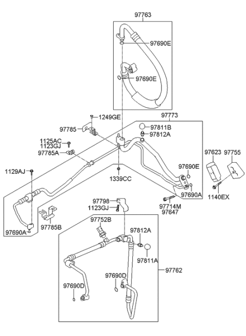 2006 Hyundai Elantra Old Body Style Air conditioning System-Cooler Line Diagram 1