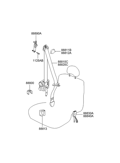 2000 Hyundai Elantra New Body Style Front Seat Belt Diagram