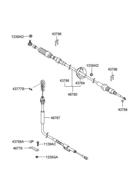 2006 Hyundai Elantra Old Body Style Shift Lever Control (ATM) Diagram 2