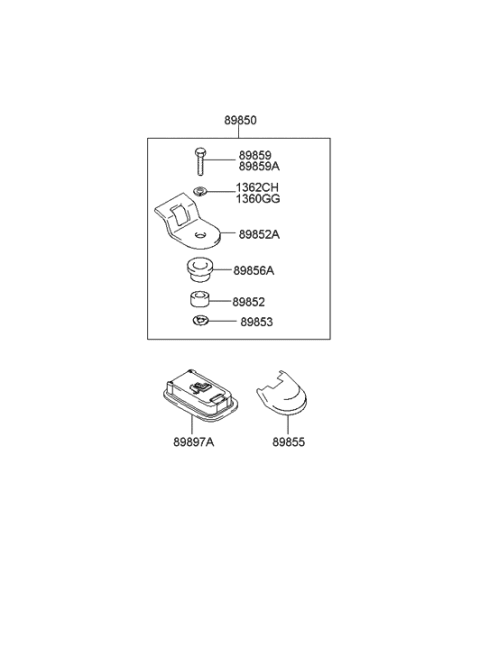 2002 Hyundai Elantra Cover-Child Rest Hook Holder Diagram for 89855-29000-OH