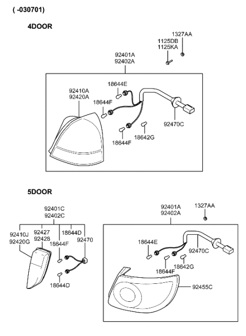 2006 Hyundai Elantra Old Body Style Rear Combination Lamp Diagram 1