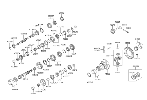 2000 Hyundai Accent Case-Differential Diagram for 45822-34500