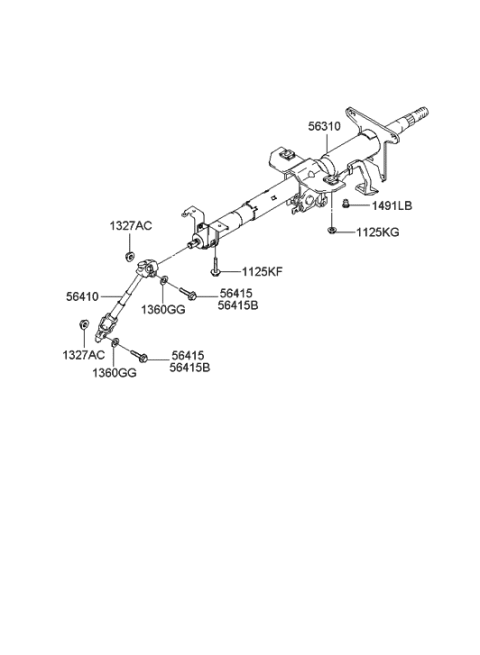 2001 Hyundai Elantra Steering Column & Shaft Diagram