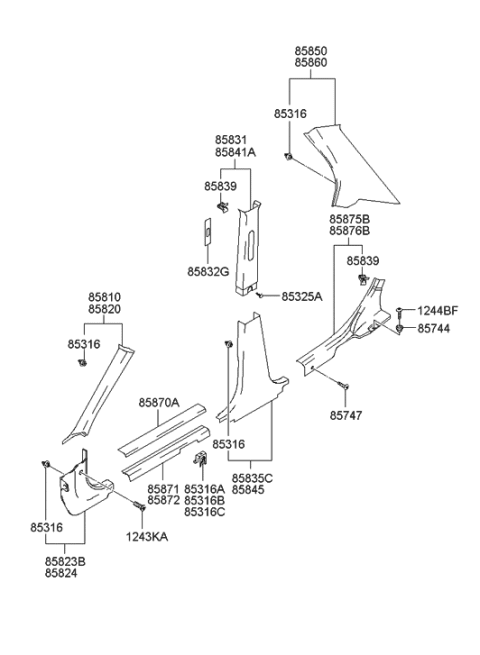 2003 Hyundai Elantra Plug-Trim Mounting Diagram for 85325-21000-OI