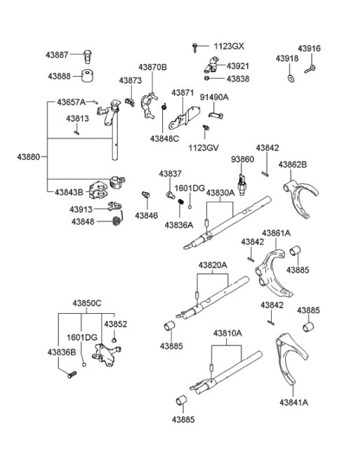 2006 Hyundai Elantra Old Body Style Gear Shift Control (MTM) Diagram