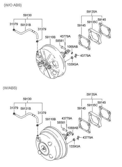2002 Hyundai Accent Booster Assembly-Brake Diagram for 59110-2D010
