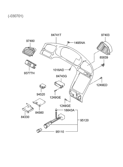 2003 Hyundai Elantra Crash Pad Lower Diagram 1