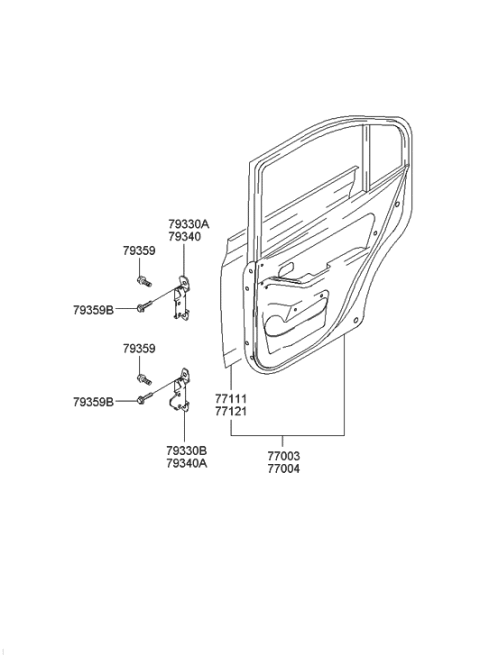 2006 Hyundai Elantra Old Body Style Panel-Rear Door Diagram