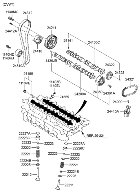 2000 Hyundai Elantra Camshaft Assembly-Exhaust Diagram for 24200-23500