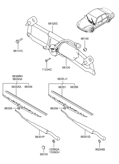 2000 Hyundai Elantra New Body Style Windshield Wiper Diagram