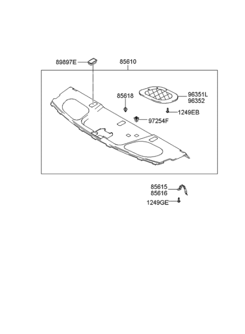 2006 Hyundai Elantra Old Body Style Rear Package Tray Diagram