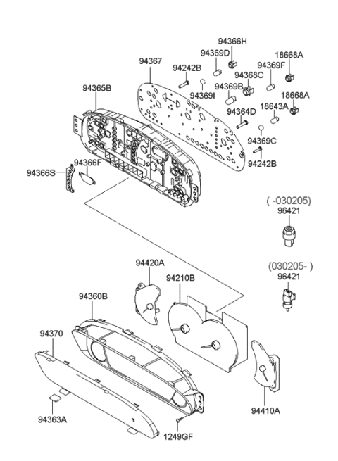 2008 Hyundai Elantra SPEEDOMETER Assembly(Mph) Diagram for 94210-2D200