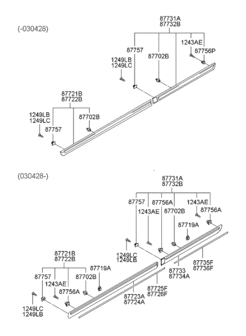 2000 Hyundai Elantra Body Side Trim Diagram