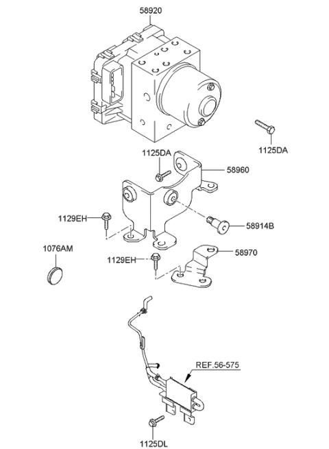 2005 Hyundai Accent Abs Assembly Diagram for 58920-2D611