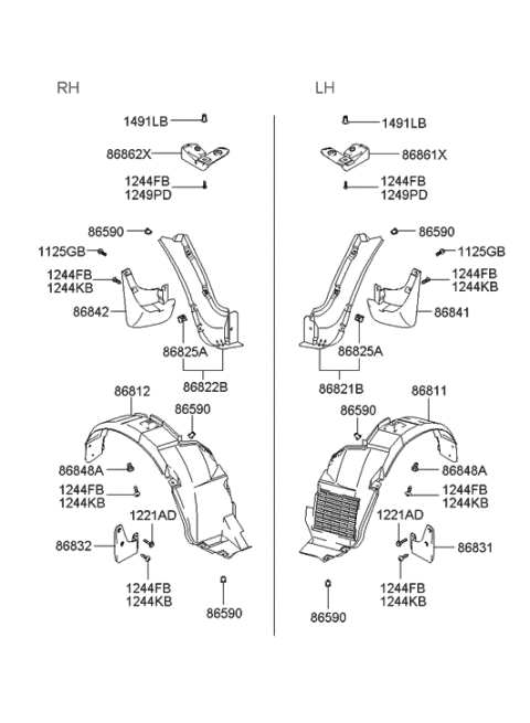 2005 Hyundai Elantra Wheel Gaurd Diagram